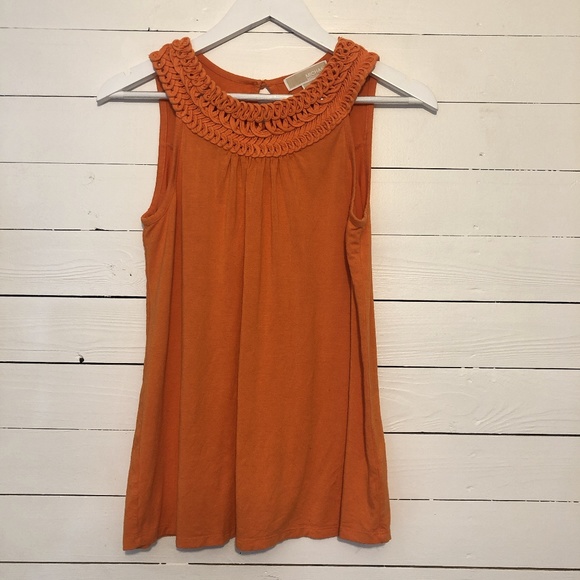 michael kors Tops - Michael Kors orange weave collar sleeveless top